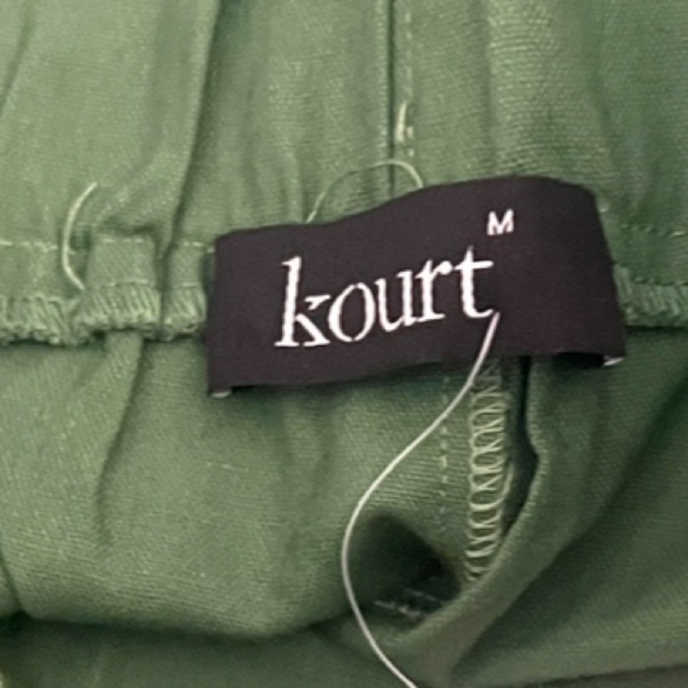 Kourt, Emerald Green Pull-On Wide Leg Pants Elastic Waist Lounge Resort Size M - Picture 3 of 8